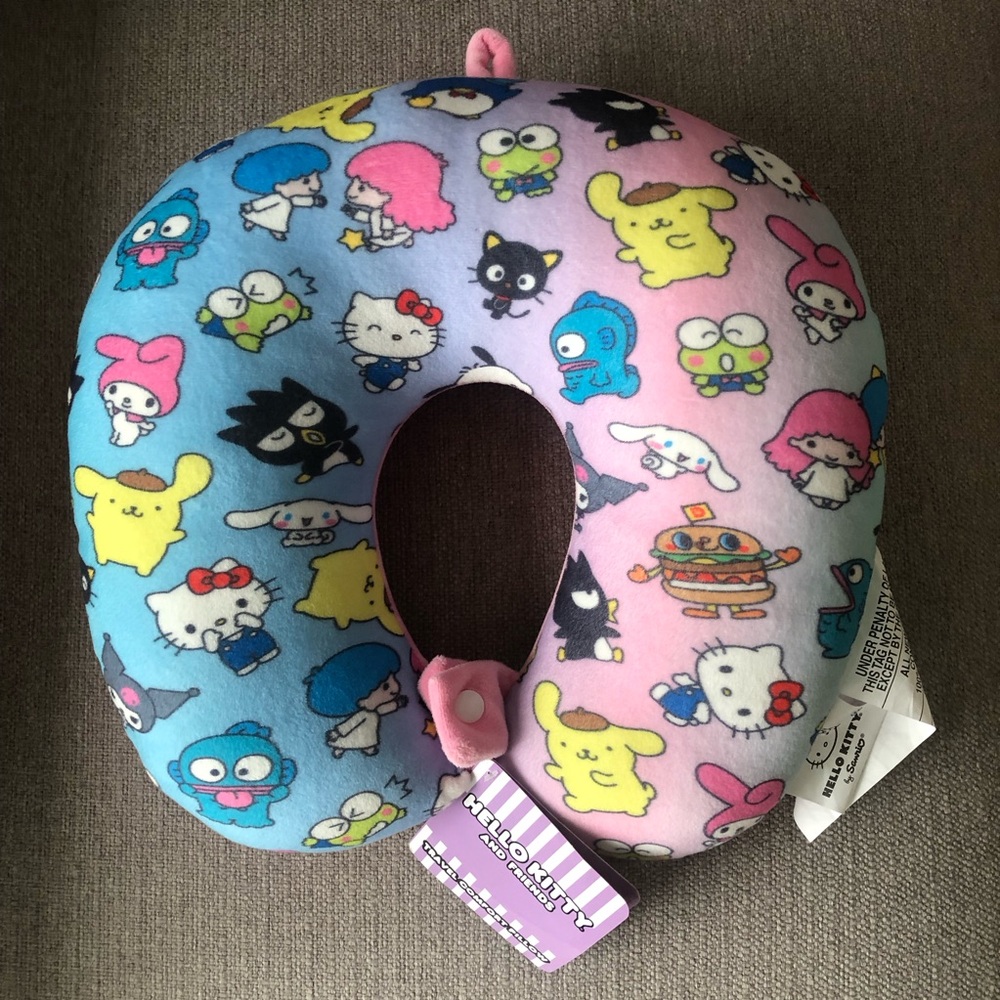Hello Kitty Pink and Blue U-Shaped Plush Travel Pillow